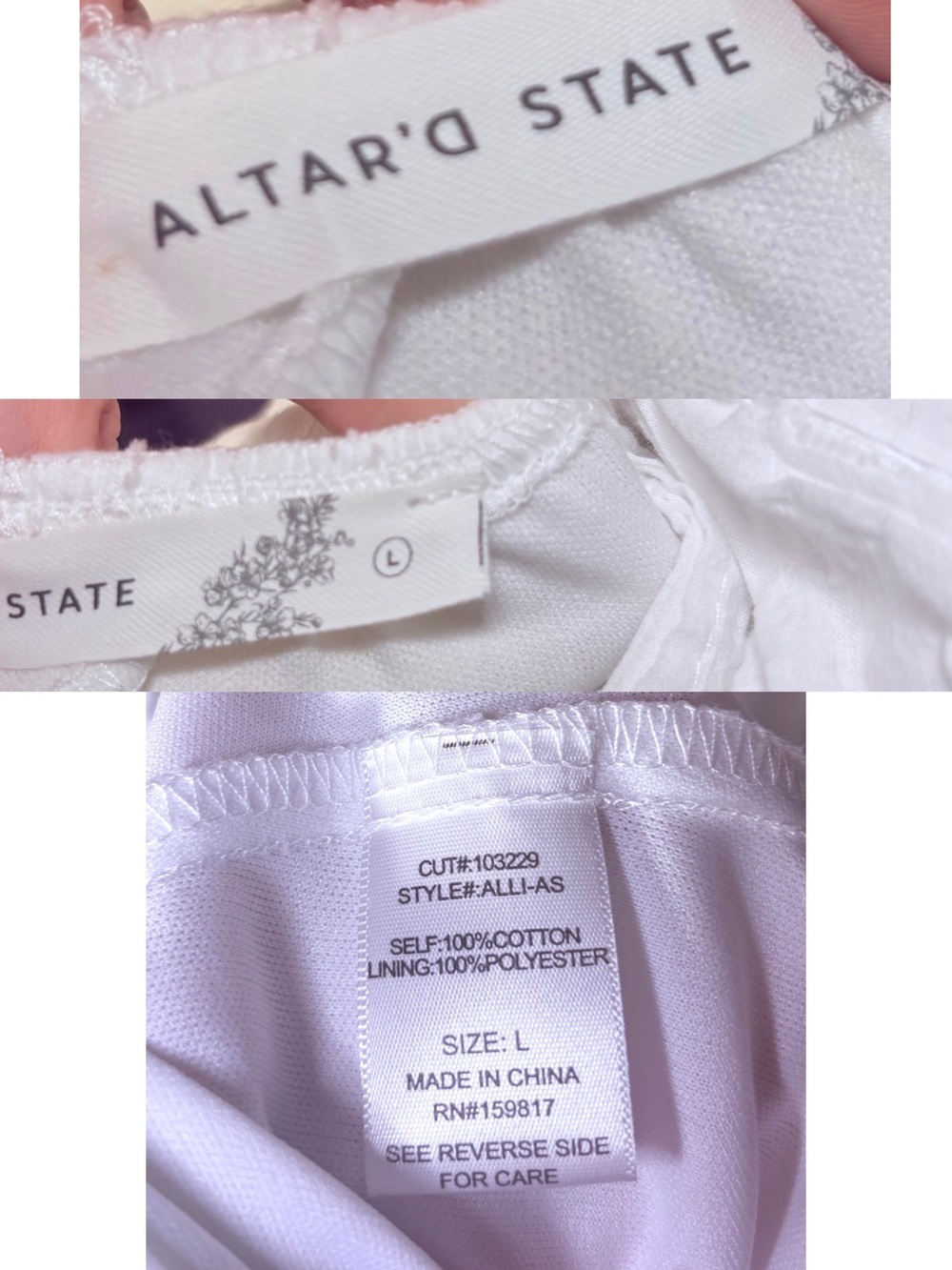 ALTAR'D STATE White Dress Swiss Dot Tiered Babydoll Mini L Coquette - Picture 5 of 5